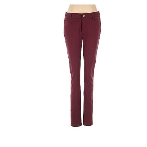 Michael Kors MK Womens Ponte Knit Stretch Slim Pants Burgundy Wine sz 4 x 32 - Picture 1 of 12
